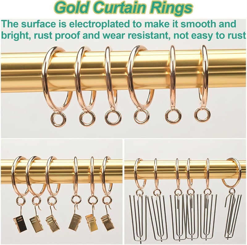 LEPEVNEY Gold Curtain Rings Metal Drapery Ring for Curtain Rods Gold Tone, Inner Diameter 1 Inch 24 Pcs - Image 5